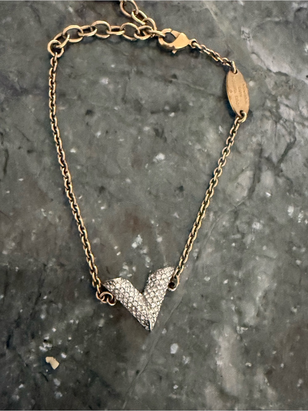 Louis Vuitton Gold Tone V-Pavé Necklace with Crystal Accents